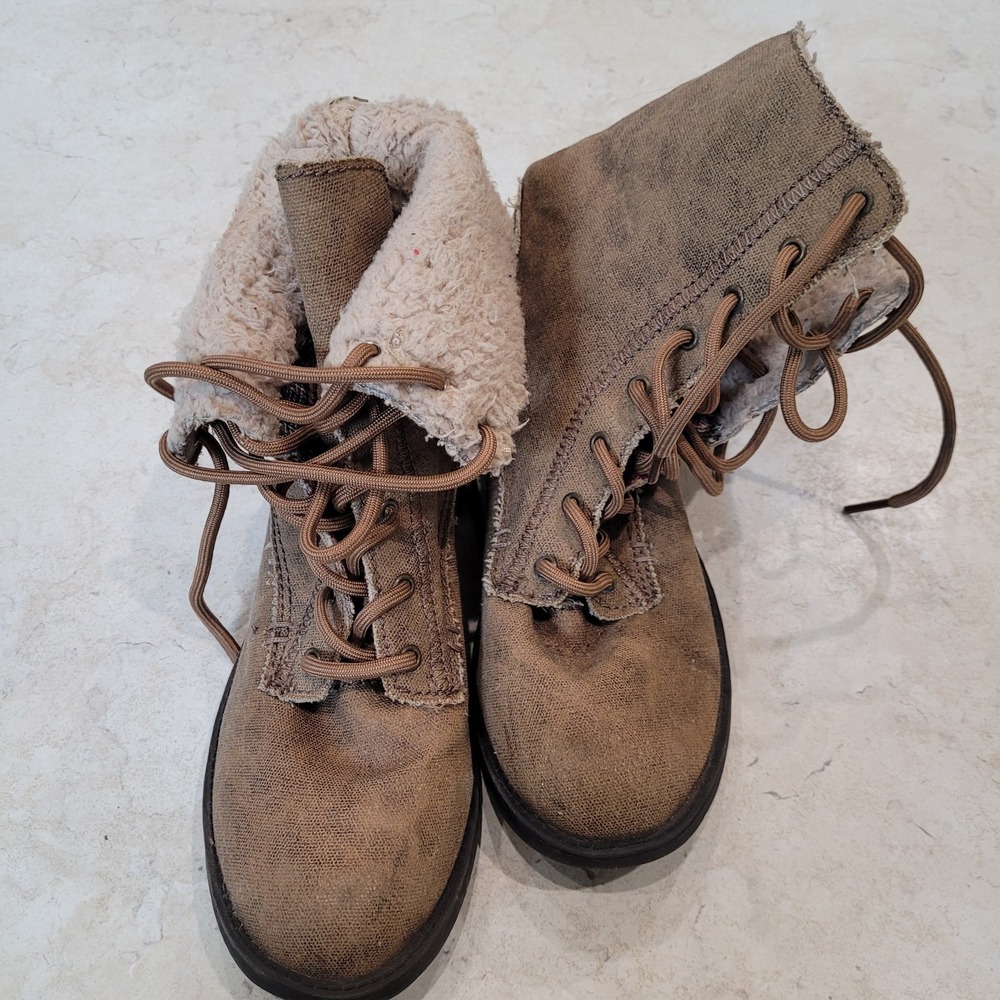 Rocketdog K9 Women's SZ 8.5 foldable lace up boots distressed Heavy Canvas gorp‎